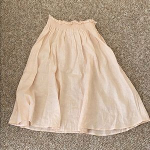 Erica Tanov Blush Linen Knee Length Balloon Skirt